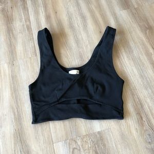 Black cropped cutout top